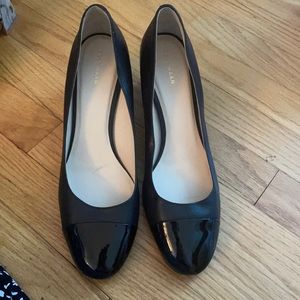 Cole Haan black leather block heel pumps worn once